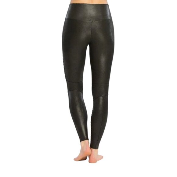 Spanx Faux Leather Moto Leggings Women's XL Indie Baddie Grunge Black High Waist - Picture 3 of 16